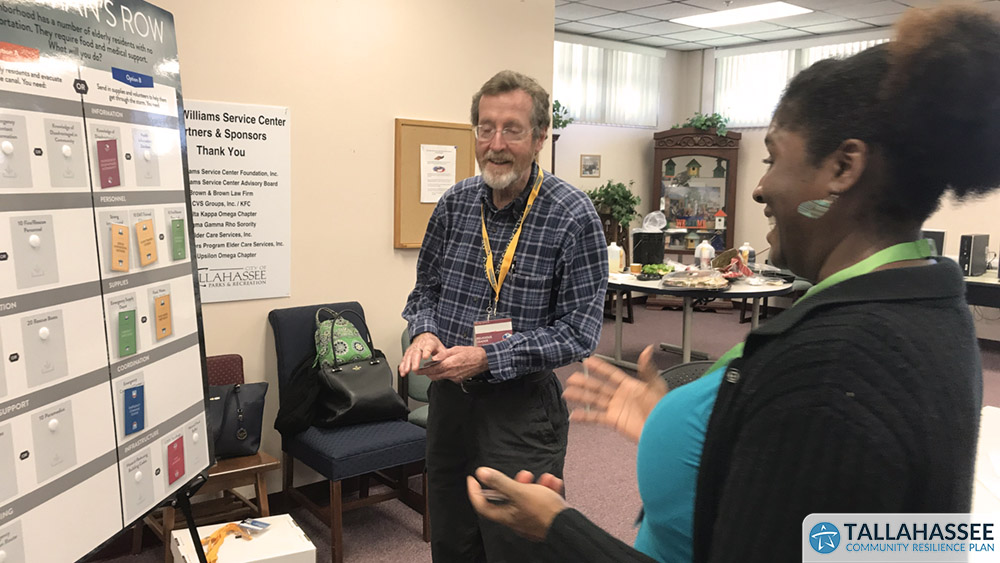 Attendees discuss plans with staff